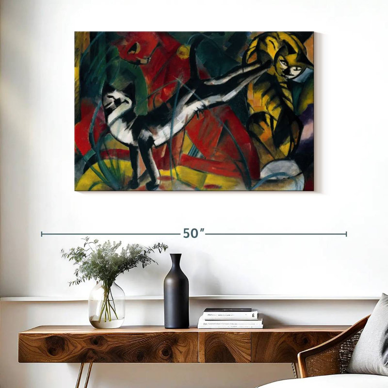 Brampt Three Cats 1913, 26" H x 39" W