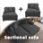 Oversized Upholstered Gray Corduroy Sleeper Sofa Bed Lounge sofa with Armrests & Throw Pillows-472867823