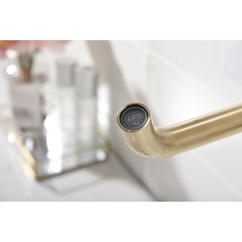 Wall Mounted Bathroom Sink Single Lever Handle Faucet With Pop-Up Drain (No Overflow), Brushed Gold/Brushed Nickel
