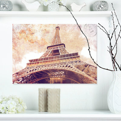 Paysage urbain «Paris Eiffel Tower Post card Design», impression