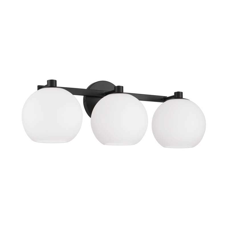 Ansley 3 Light Frosted Dimmable Vanity Light, Matte Black