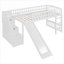 Lit mezzanine simple en bois massif aux lignes épurées avec glissières convertibles et tiroirs de rangement pour la chambre à coucher