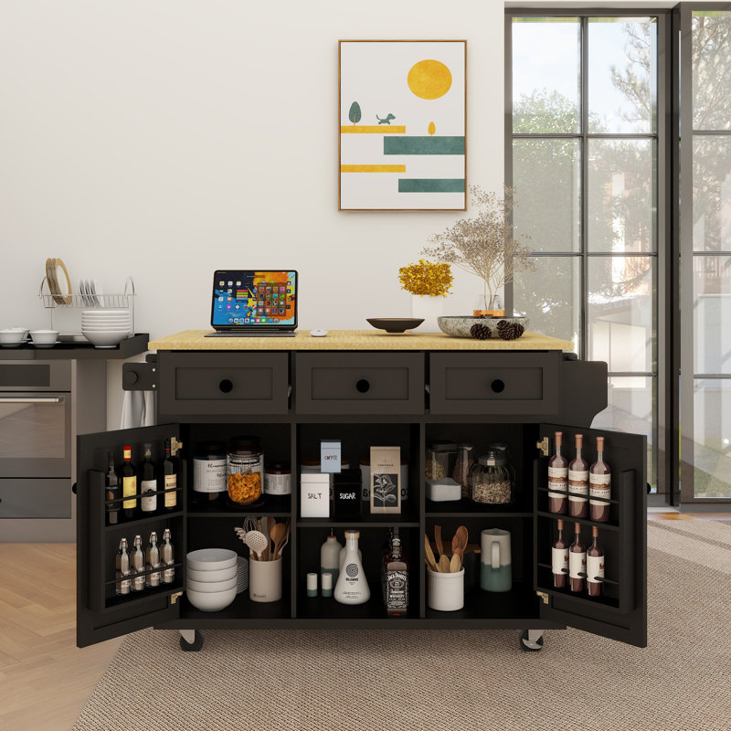 Buffet décoratif en bois massif et panneau de fibres à densité moyenne Sanye, Noir