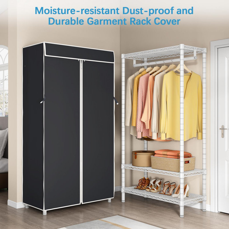 36.6'' Metal Freestanding Garment Rack, Black/White