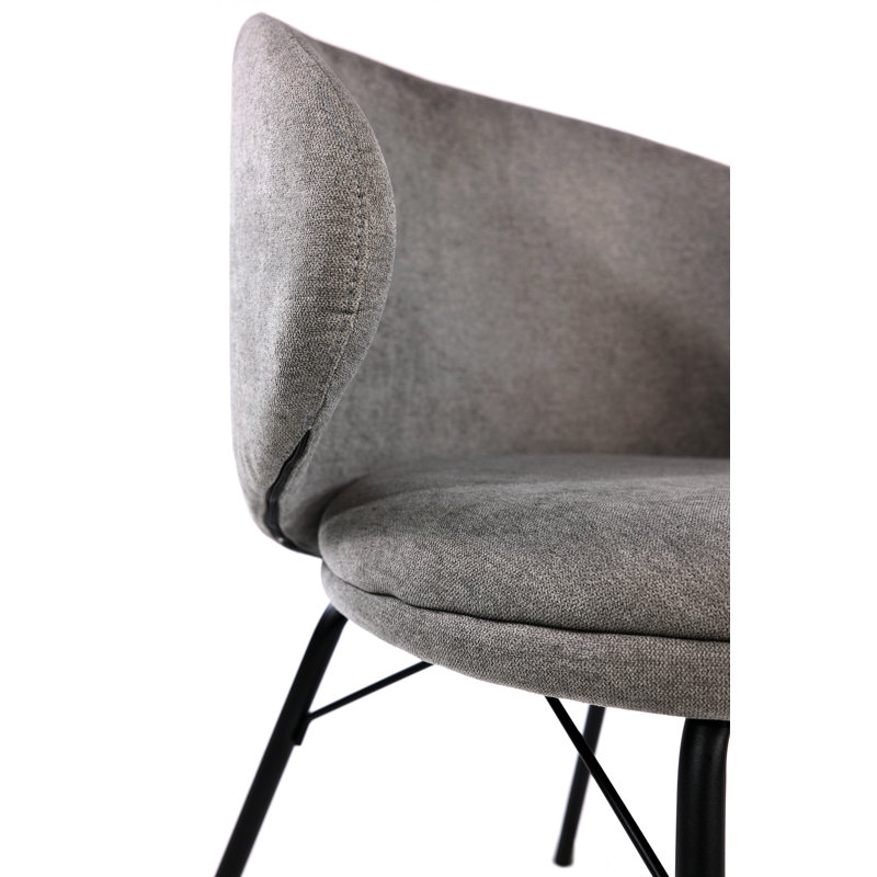 Ensemble de chaises de salle à manger rembourrées, en tissu, structure en métal, style moderne (gris)