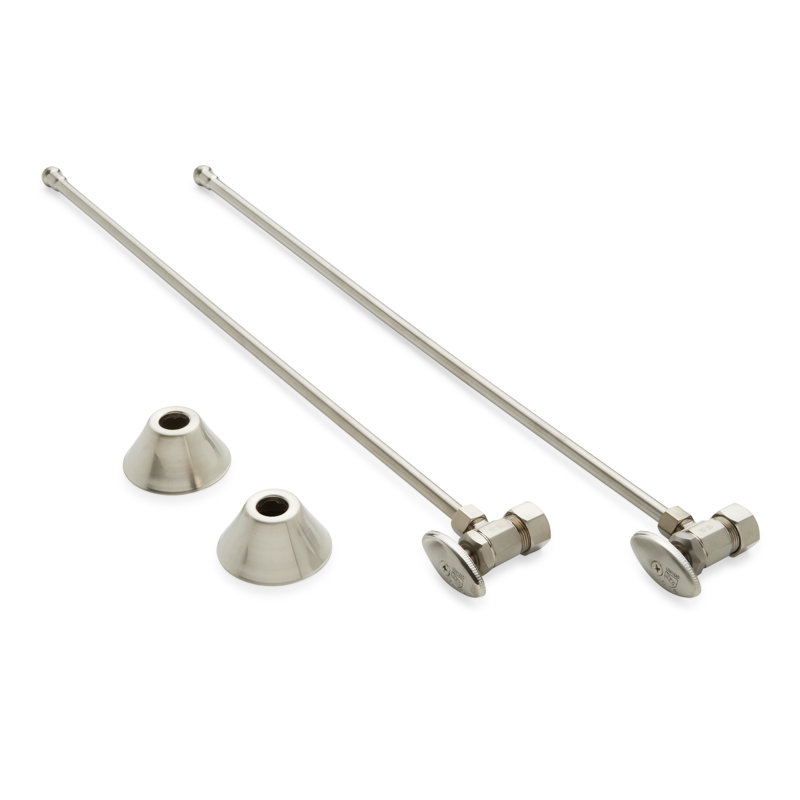 Trousse d'alimentation de salle de bain avec butée d'angle de 5/8 po x 3/8 po, Laiton poli