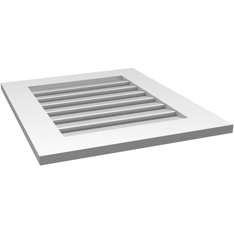 Évent à pignon fonctionnel en uréthane rectangulaire à fixation en surface, brun clair apprêté, H 26 po x l 22 po x P 1 po