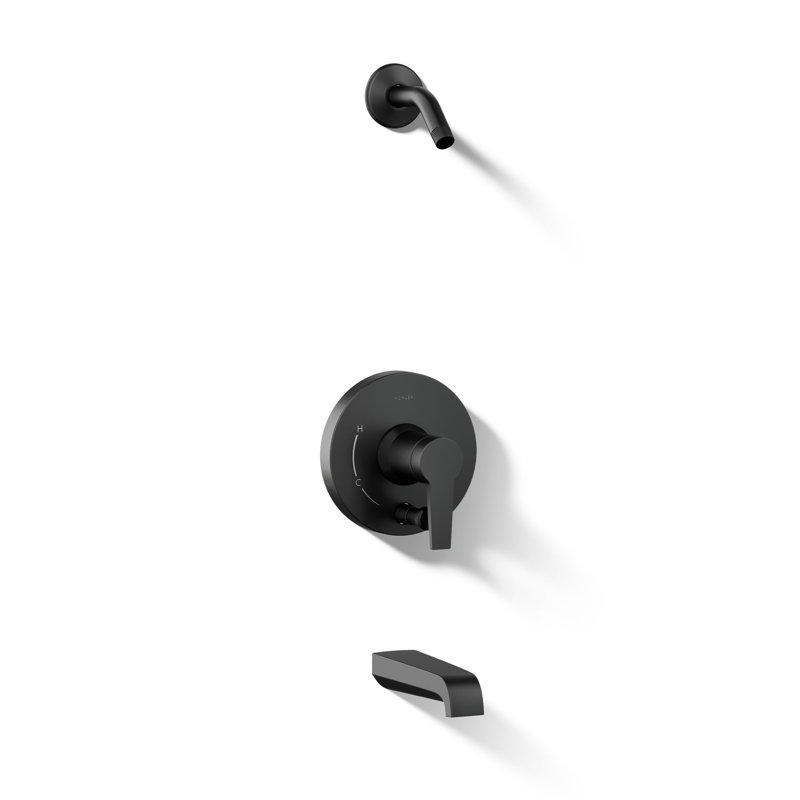Pitch Rite-Temp Bath And Shower Trim Kit With Push-Button Diverter Without Showerhead, Matte Black