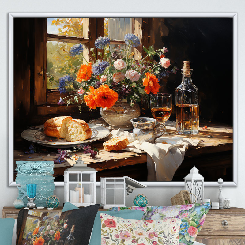 Banquet rustique en France, Cadre flottant blanc, H 24 po x l 32 po x P 1 po