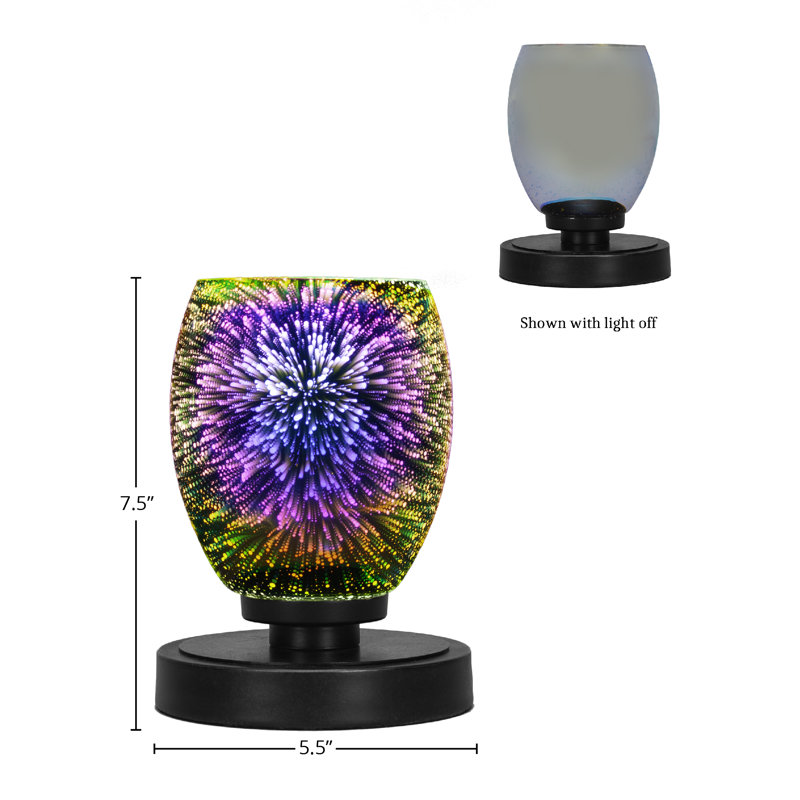 Aneka Accent Lamp Shown With 5" Silver Fire Glass, Silver, Matte Black