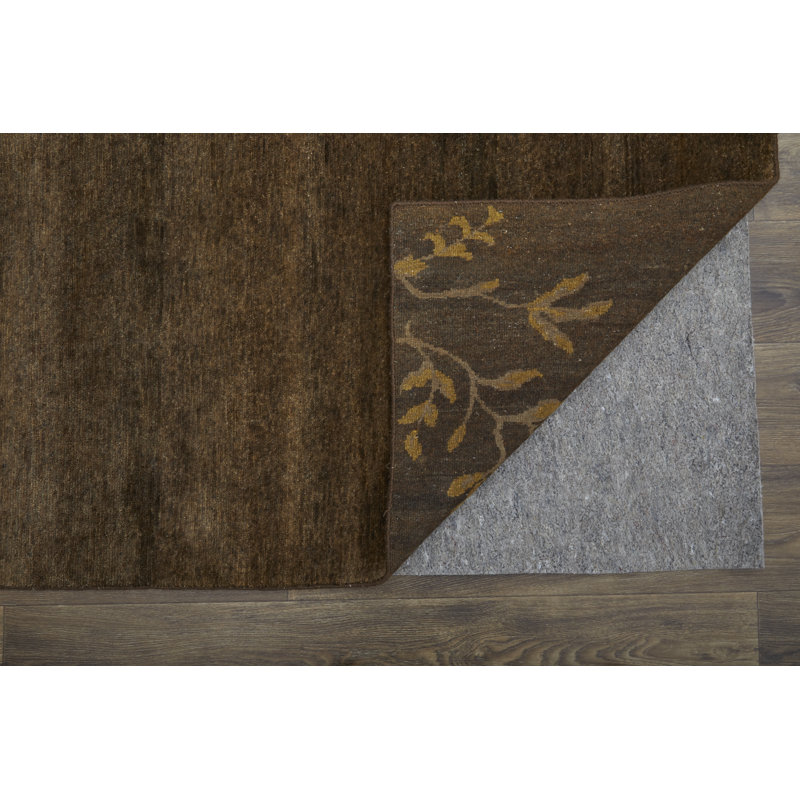Wool Floral Area Rug in Green/Gold, Rectangle 4' x 6'