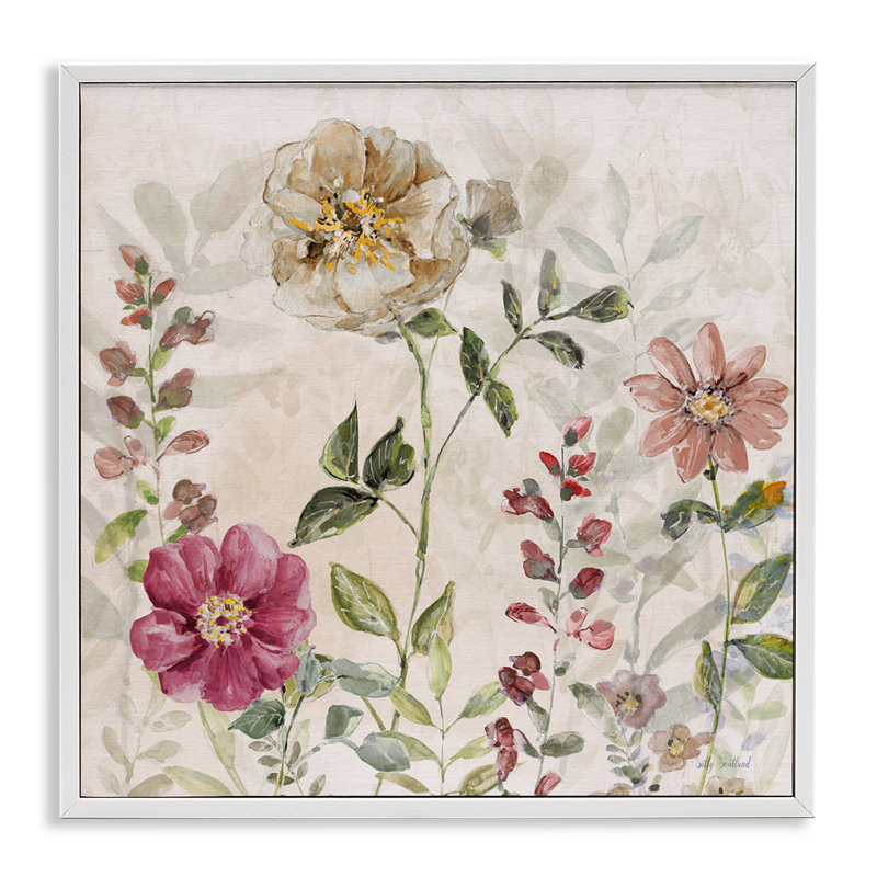 Fleurs dans des tons de terre doux, estampe numérique, design par Sally Swatland, H 17 po x l 17 po