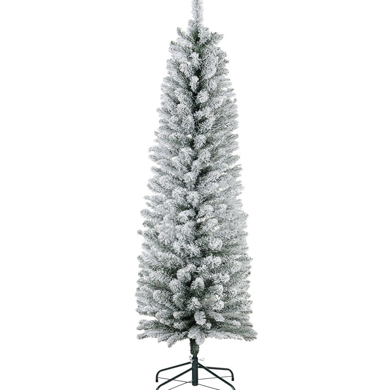 Arbre de Noël artificiel avec pointes floquées - H 59,1 po et branches ignifuges faciles à assembler de 5 pi