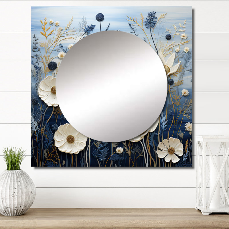 Jany - Wildflowers Square Living Room Wall Mirror Art, 23 po x 23 po