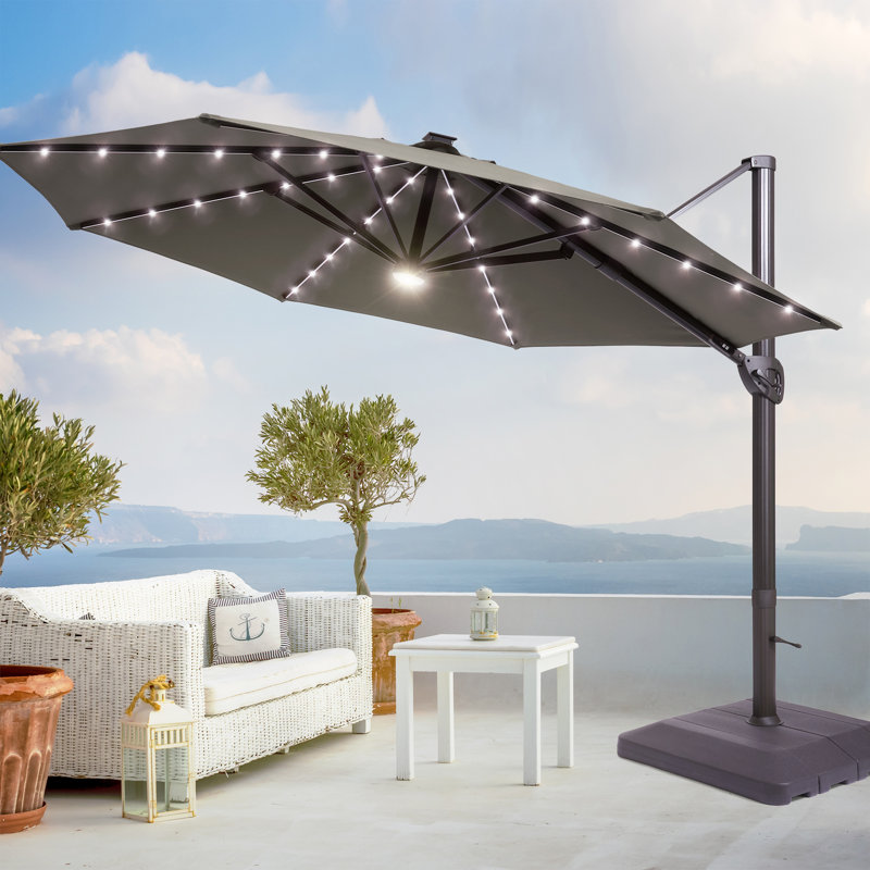Parasol en porte-à-faux avec base Daarina, Gris