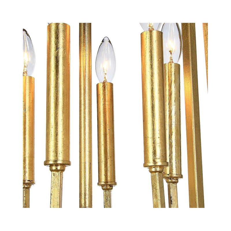 Lustre géométrique à 6 lumières Manhattan, Laiton bronzé / feuille d'or