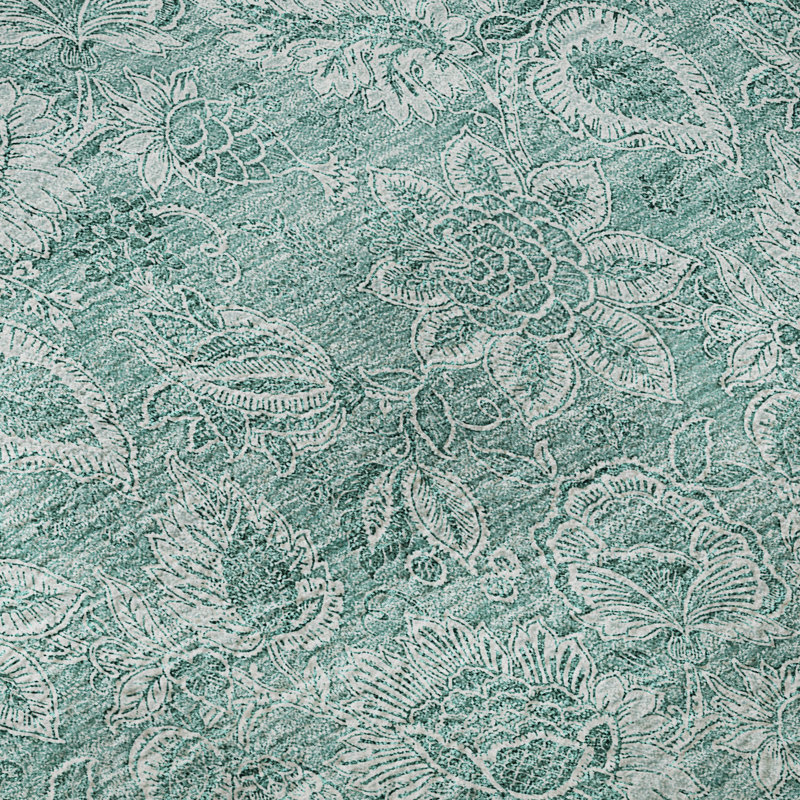 Premium Machine Washable Prisco Teal Rug, Rectangle 3' x 5'
