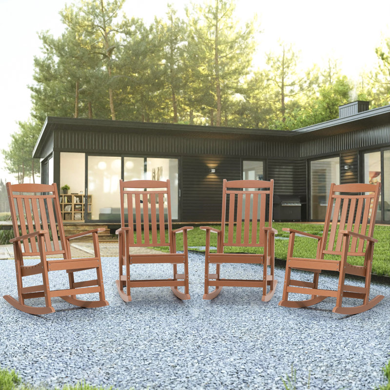 Chaise berçante en plastique Lashay, Brun