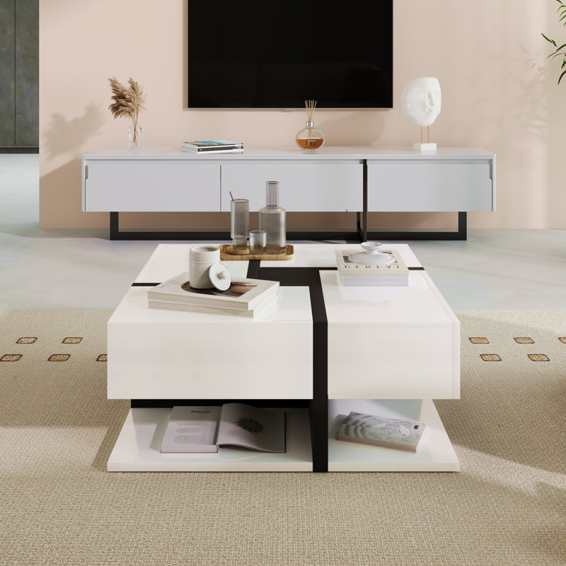 Coffee Table with Storage, White