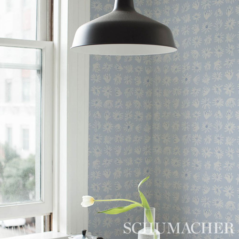 Schumacher x Caroline Z Hurley Meadow Rock Wallpaper, Sky
