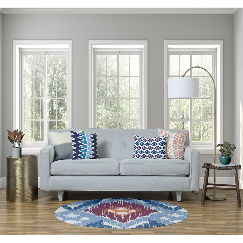 Chenille Ikat Indoor Rug, Round 5'