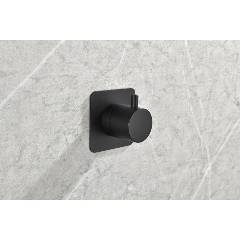 Valve de douche 3/4 "en métal coulé à contrôle de volume, débit très élevé, poignée en laiton réglable, noir mat et flux précis noir avec construction, volume, régulation de la température
