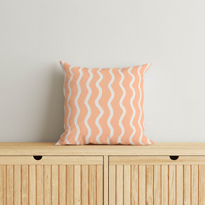 Coussin Wiggle Row, Pêche / orange, H 16 po x l 16 po