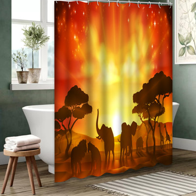 Rideau de douche avec 12 crochets African Safari