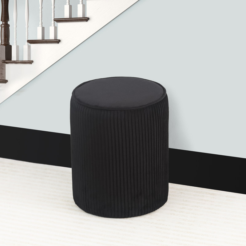 Quanecia Velvet Ottoman, Black Velvet