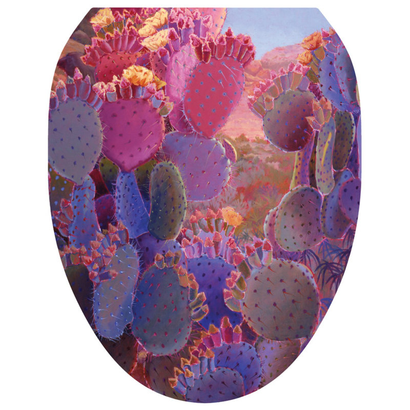 Décalcomanie de siège de toilette Southwestern Desert Cacti - couvercles de toilette en vinyle, Allongé