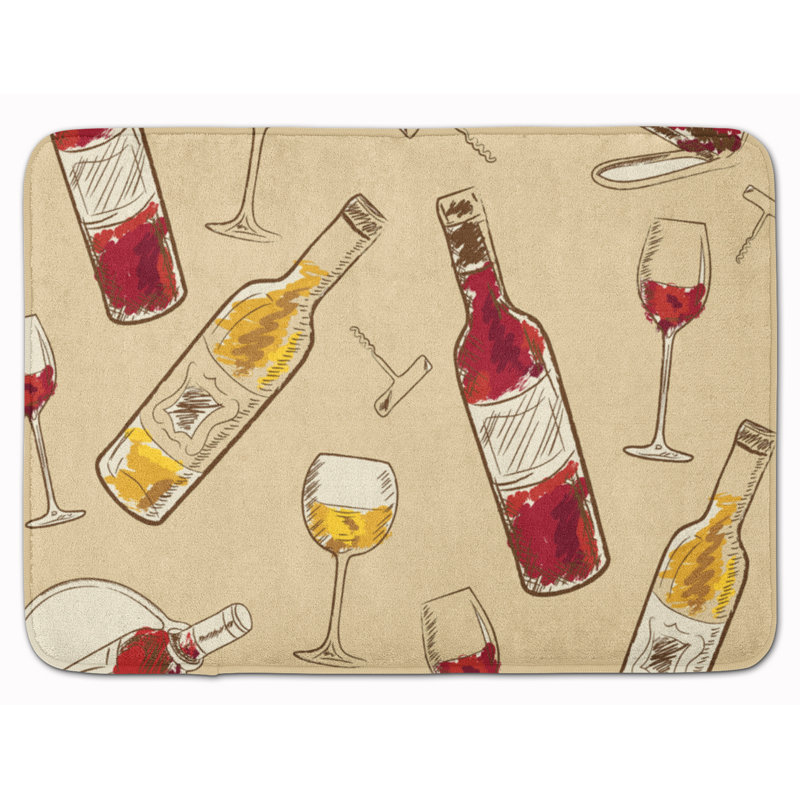 Memory Foam Non-Slip Bath Rug, Red/White