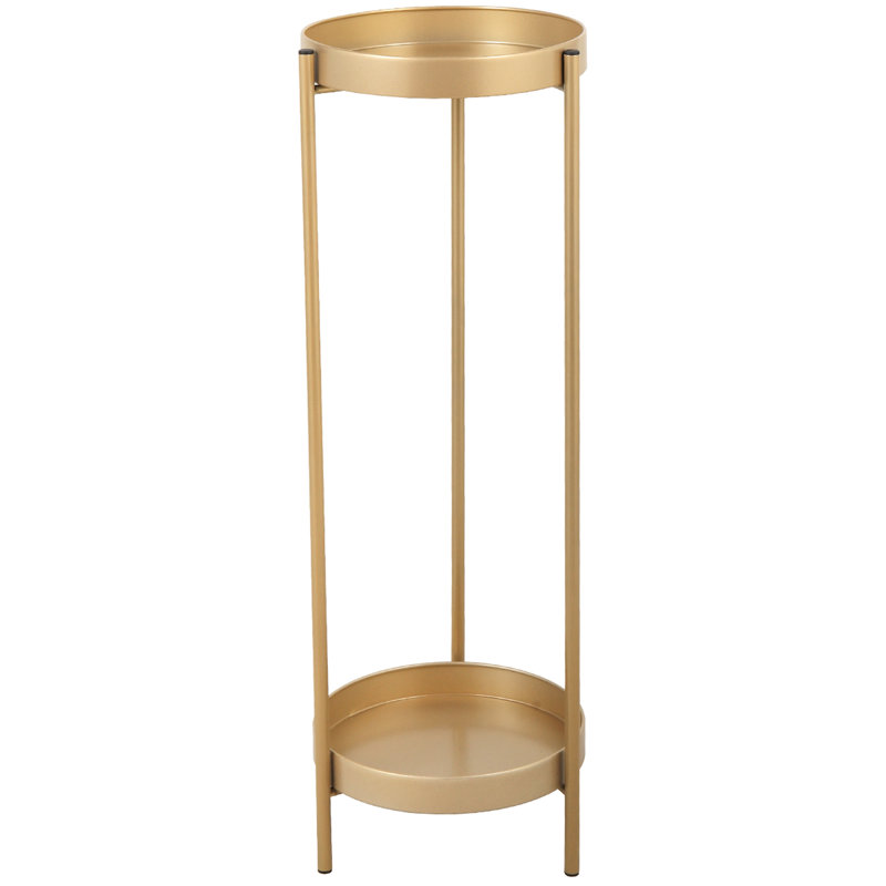Support à plante pliable moderne en métal 2, finition dorée, pour support de rangement pliant intérieur et extérieur doré, polyvalent et décoratif
