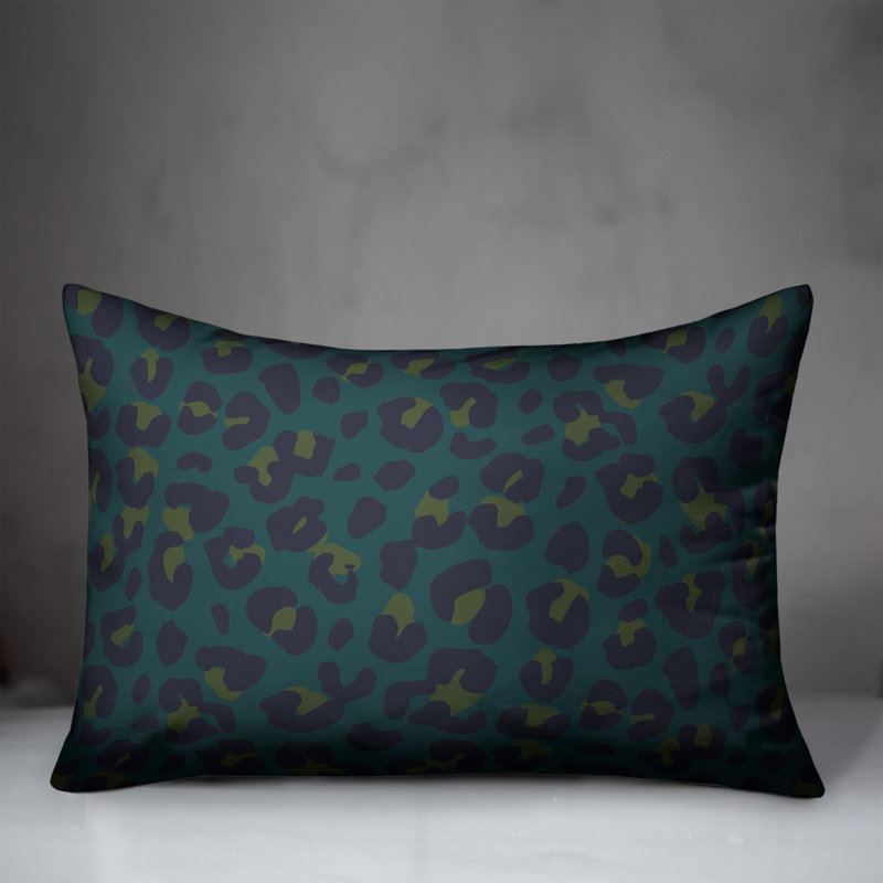 Coussin lombaire rectangulaire à imprimé animal, Bleu