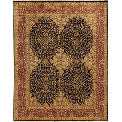 Floral Area Rug in Black/Rust