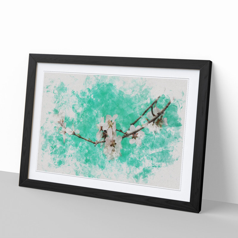 White Cherry Blossom Vol.2 - Picture Frame Graphic Art, Black Framed, 27cm H x 36cm W x 2cm D