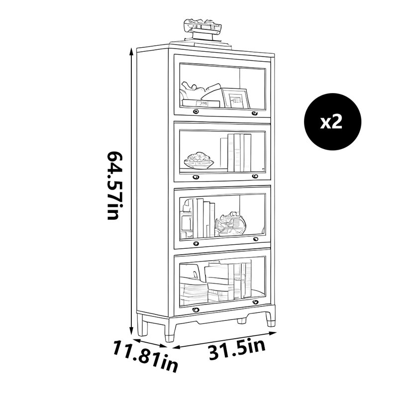 Bibliothèque populaire américaine de luxe légère, (4 tablettes) H 64,57 po x l 31,5 po x P 11,81 po