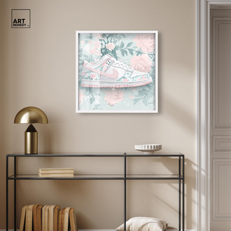 Art mural Sneaker par Dicat, H 25 po x l 25 po, Blanc