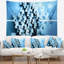 Tapisserie abstraite bleue à motif fractal en cubes 3D-28492095