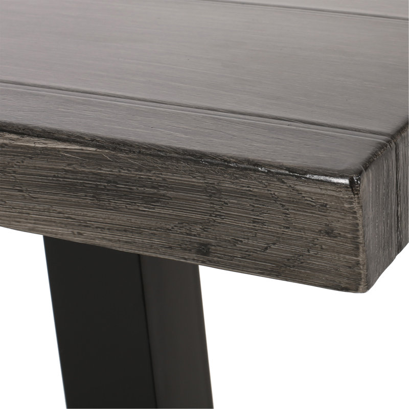 Grider Solid Wood Dining Table, Modern Industrial Dining Table, Patio Table, Gray