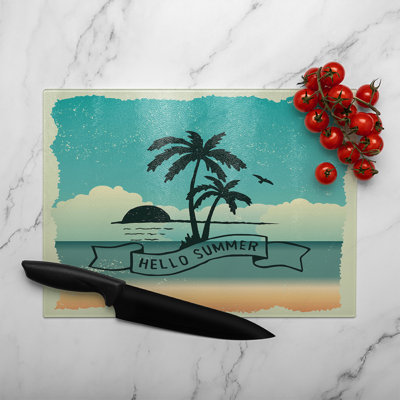 Hello Summer Glass Chopping Board