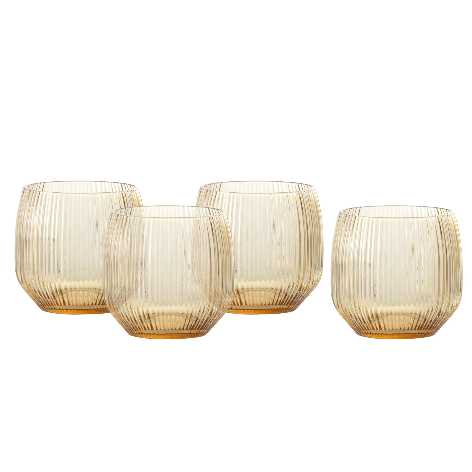 Fortessa Estiva Glass, 17.5 Ounce Tall Tumbler (Set of 4), Textured Clear, 13 fl oz, Textured Ginger Gold