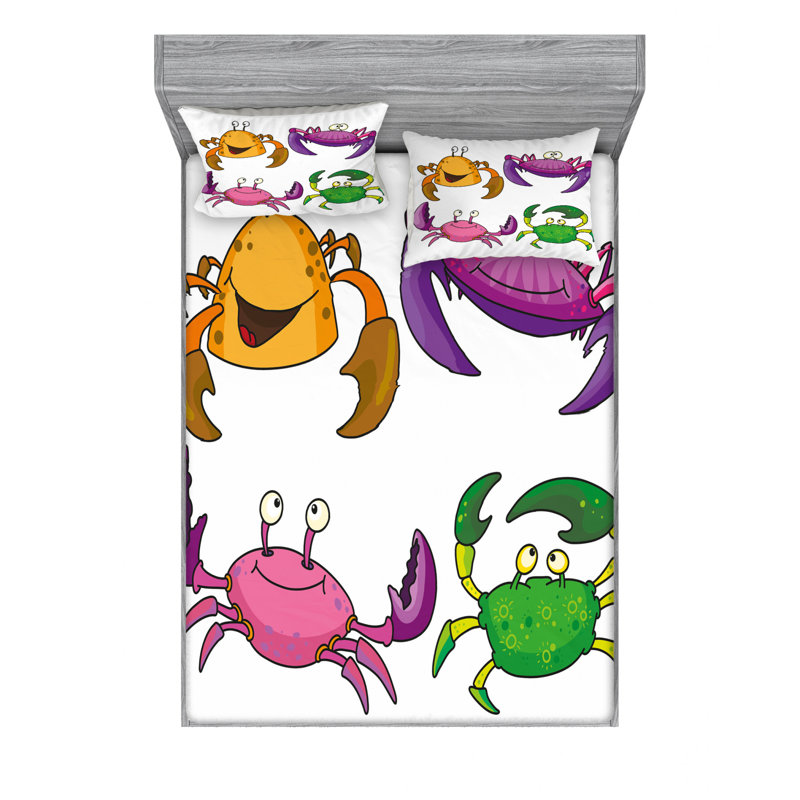 Ensemble de literie amusantes crabes, Ensemble de draps pour lit double avec 2 taies d'o