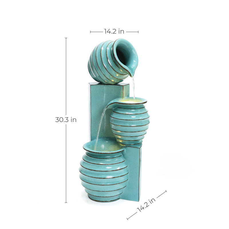 Fontaine d'extérieur 30,3 "en polyrésine avec lumières DEL