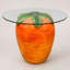 Carrot with Glass Top Resin Accent Side Table, 14.17 x 16.73 Inches, Orange Red
