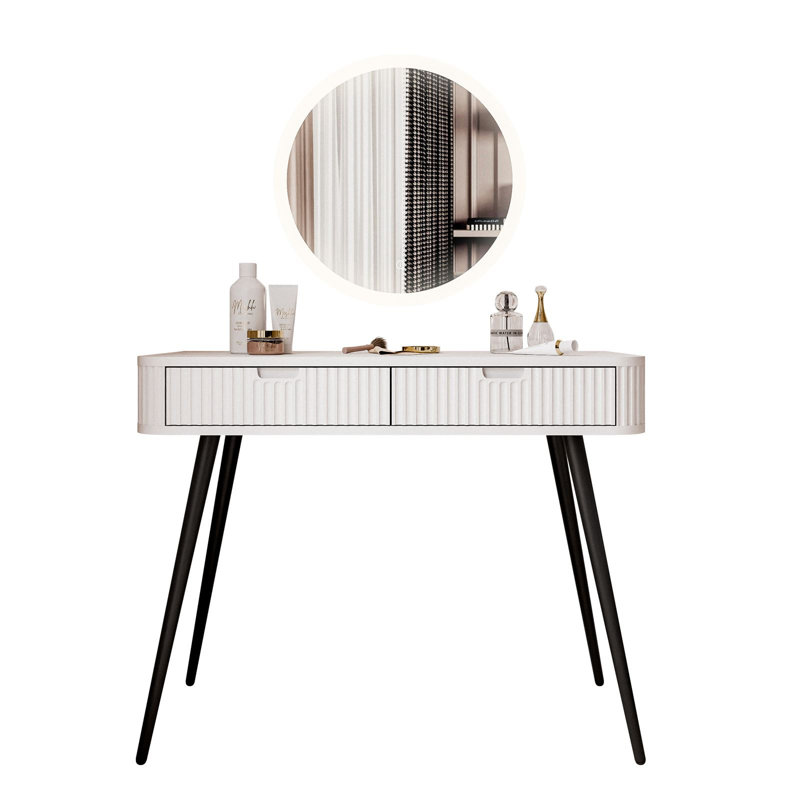 Novi Dressing Table with Mirror, White/Black