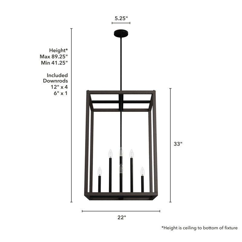 Squire Manor 8 - Light Rectangle 22 inch Pendant, Matte Black