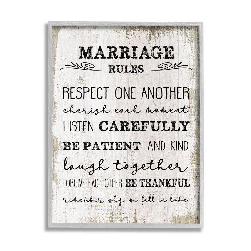 « mariage rules », art de texture, H 30 po x l 24 po x P 1,5 po, Estampe numérique Farmhouse