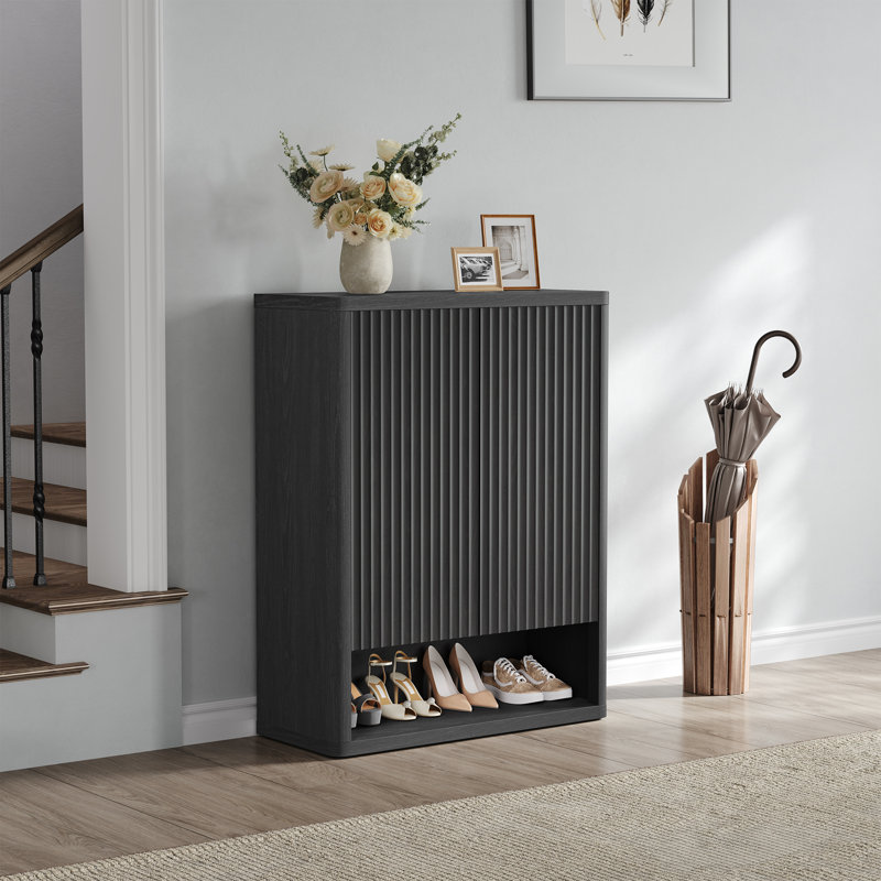 Armoire de rangement pour chaussures Cesiro, 24 paires, Aulne gris foncé, Individuel