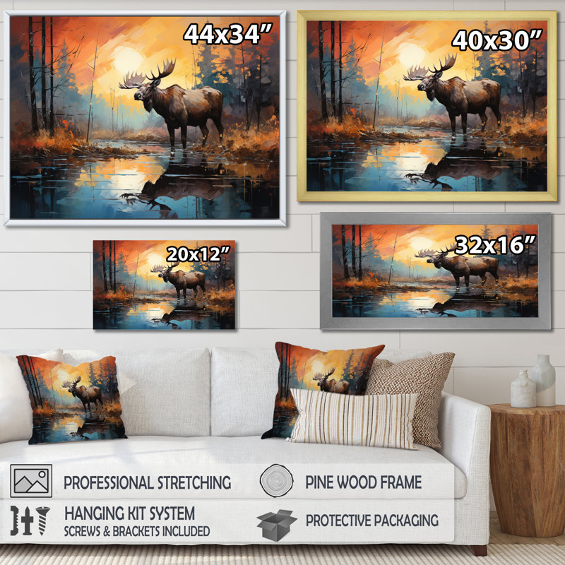 Orignal sur toile, reproduction de faune canadienne - Canada Majestic Moose IV, H 34 po x l 44 po x P 1,5 po