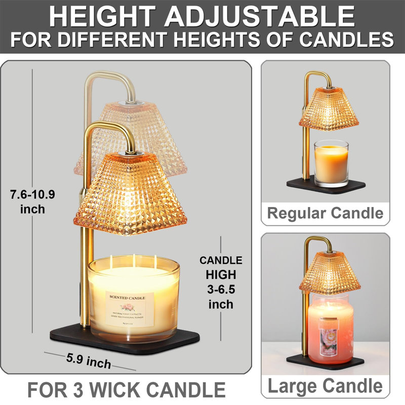 Candle Warmer Lamp With Timer Dimmer Adjustable Height, Electric Dimmable Wax Warmer, (Gold), Gold